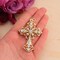 1 Piece 2.5x1.75 Gold Rhinestone Cross Charm Pendant Jewelry Baptism Craft